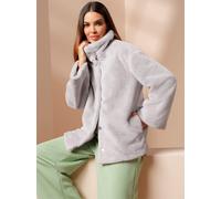 Fellimitatjacke HEINE, Damen, Gr. 46, grau (hellgrau), 100% Polyester, unifarben, Jacken (11470218-46) hellgrau