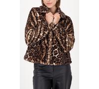 Fellimitatjacke MONARI, Damen, Gr. 34, braunie gemustert, Plüsch, Obermaterial: 100% Polyester. Futter: 100% Polyester, animal-print, gemustert, mehrfarbig, regular fit taillenbedeckt, V-Ausschnitt, e