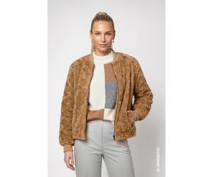Fellimitatjacke MONARI "Jacke fake fur", Damen, Gr. 34, braun (hellbraun), Plüsch, Obermaterial: 100% Polyester. Futter: 100% Polyester, unifarben, regular fit taillenbedeckt, Rundhals, eingesetzt ang