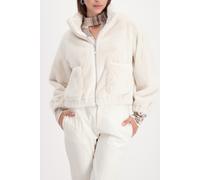 Fellimitatjacke MONARI "Jacke fake fur", Damen, Gr. 38, almond, Plüsch, Obermaterial: 100% Polyester. Futter: 100% Polyester, unifarben, regular fit taillenlang, Rundhals, eingesetzt elastischer Bund,