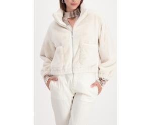 Fellimitatjacke MONARI "Jacke fake fur", Damen, Gr. 38, almond, Plüsch, Obermaterial: 100% Polyester. Futter: 100% Polyester, unifarben, regular fit taillenlang, Rundhals, eingesetzt elastischer Bund,