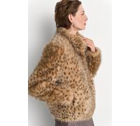 Fellimitatjacke RICHROYAL, Damen, Gr. 34, braun (caffee latte), Web, Obermaterial: 100% Polyester. Futter: 100% Polyester, gemustert, hüftlang, hoch geschlossener Ausschnitt, Jacken, mit Leo-Muster, S