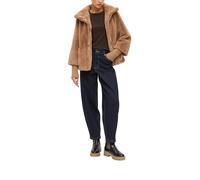 Fellimitatjacke S.OLIVER BLACK LABEL, Damen, Gr. 48, braun (mid braun), Obermaterial: 100% Polyester. Futter: 100% Polyester, regular fit hüftlang, Jacken, Stehkragen, Fellimitat, Druckknöpfe (7620675