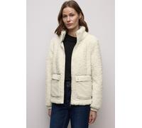 Fellimitatjacke STREET ONE, Damen, Gr. 38, eggshell ecru, Stoff, Obermaterial: 100% Polyester; Obermaterial 2: 100% Polyester, unifarben, normal normal, hoch geschlossener Ausschnitt, elastischer Bund