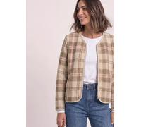 Fellimitatjacke STREET ONE, Damen, Gr. 40, soft fawn beige, Plüsch, Vorderseite: 100% Polyester. Rückseite: 100% Polyester, Jacquardmuster, regular fit normal, Rundhals, abgesteppt, Jacken, Karo-Style