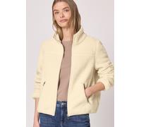 Fellimitatjacke STREET ONE, Damen, Gr. 42, eggshell ecru, Stoff, 100% Polyester, unifarben, normal normal, hoch geschlossener Ausschnitt, elastischer Bund, Jacken, aus Lammfell-Imitat (93940858-42) eg
