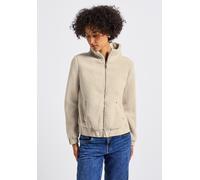 Fellimitatjacke STREET ONE, Damen, Gr. 44, beige (savannah sand), Stoff, Obermaterial: 100% Polyester; Futter: 95% Polyester, 5% Elasthan, unifarben, normal normal, hoch geschlossener Ausschnitt, Bünd