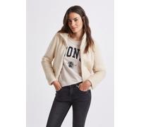 Fellimitatjacke STREET ONE STUDIO, Damen, Gr. 42, beige (soft beige), Stoff, Obermaterial: 100% Polyester; Futter: 100% Polyester, unifarben, normal normal, hoch geschlossener Ausschnitt, abgesteppt,