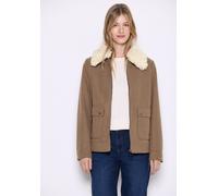 Fellimitatjacke STREET ONE STUDIO, Damen, Gr. 42, cookie braun, Stoff, Obermaterial: 90% Polyester, 10% Viskose; Futter: 100% Polyester; Kragen: 100% Polyester, unifarben, normal normal, V-Ausschnitt,