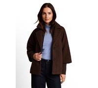 Fellimitatjacke TOM TAILOR "Regular", Damen, Gr. S, braun (java schwarz braun boucle), Web, Obermaterial: 100% Polyester. Futter: 100% Polyester, unifarben, regular fit hüftbedeckend, Rundhals, Lageno