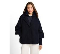 Fellimitatjacke TOM TAILOR "Regular", Damen, Gr. XS, blau (sky captain blau), Web, Obermaterial: 100% Polyester. Futter: 100% Polyester, unifarben, regular fit hüftbedeckend, Rundhals, Lagenoptik Flac
