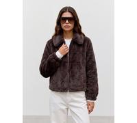 Fellimitatjacke VERO MODA "VMSOLAIMA SHORT JACKET NOOS", Damen, Gr. XS, chocolate torte, Plüsch, Obermaterial: 100% Polyester, unifarben, normal, elastischer Bund, Jacken, Kunstfaser, Fellimitat (8336
