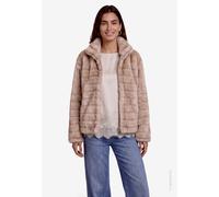Fellimitatjacke ZERO, Damen, Gr. 36, beige (cream, braun), Strick, Obermaterial: 100% Polyester, gemustert, weit hüftbedeckend, Rundhals, offene Kante, Jacken, Kunstfell-Jacke mit Reißverschluss (4906