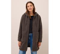 Fellimitatmantel CECIL, Damen, Gr. XL (44), beige (mushroom taupe), Stoff, Obermaterial: 100% Polyester; Futter: 100% Polyester, unifarben, normal kniefrei, ohne Ausschnitt, abgesteppt, Mäntel, mit Te