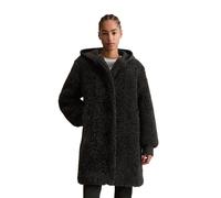 Fellimitatmantel MARC O'POLO DENIM "mit Scuba-Jersey-Kapuze", Damen, Gr. L, schwarz, Obermaterial: 100% Polyester; Futter: 100% Polyester, unifarben, relaxed fit, Rippbündchen, Mäntel (29254949-L) sch