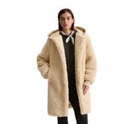 Fellimitatmantel MARC O'POLO DENIM "mit Scuba-Jersey-Kapuze", Damen, Gr. S, sand melange, Obermaterial: 100% Polyester; Futter: 100% Polyester, unifarben, relaxed fit, Rippbündchen, Mäntel (44961532-S