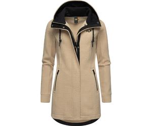 Fellimitatmantel RAGWEAR "Letti Teddy-Fleece", Damen, Gr. XXXL(46), beige (sand), Plüsch, Material: 100% Polyester, figurumspielend ca. Mitte Oberschenkel, hoch geschlossener Ausschnitt, Ärmel ohne Är