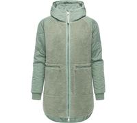 Ragwear Damen Teddyfleece Kurzmantel warmer Plüschmantel mit Kapuze Longeddy YOUMODO Dusty Green25 Gr. S