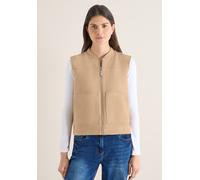 Fellimitatweste CECIL, Damen, Gr. M (40), beige (golden camel), Stoff, 94% Polyester, 6% Elasthan, unifarben, comfort fit normal, Rundhals, Westen, in Velours-Optik (42914863-M) golden camel
