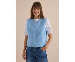 Fellimitatweste CECIL, Damen, Gr. XL (44), blau (easy blau), Stoff;Plüsch, Obermaterial 1: 100% Polyester. Obermaterial 2: 60% Baumwolle, 40% Nylon, unifarben, comfort fit normal, Rundhals, Westen, mi