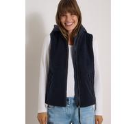 Fellimitatweste CECIL, Damen, Gr. XXL (46), schwarz navy blau, Stoff, Obermaterial: 100% Polyester. Obermaterial 2: 100% Nylon, unifarben, comfort fit normal, ohne Ausschnitt, Westen, mit abnehmbarer 