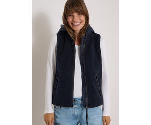 Fellimitatweste CECIL, Damen, Gr. XXL (46), schwarz navy blau, Stoff, Obermaterial: 100% Polyester. Obermaterial 2: 100% Nylon, unifarben, comfort fit normal, ohne Ausschnitt, Westen, mit abnehmbarer