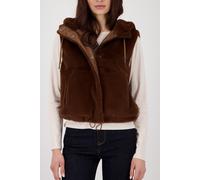 Fellimitatweste MONARI, Damen, Gr. 42, whisky, Plüsch, Obermaterial: 100% Polyester. Futter: 100% Polyester, unifarben, regular fit taillenbedeckt, Rundhals, Westen Fellimitatweste, Regular fit mit Ka