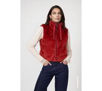 Fellimitatweste MONARI "Weste Basic fake fur", Damen, Gr. 38, autumn rot, Plüsch, Obermaterial: 100% Polyester. Futter: 100% Polyester, unifarben, regular fit normal, Rundhals, Westen, Regular fit mit