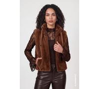 Fellimitatweste MONARI "Weste Basic fake fur", Damen, Gr. 38, chocolate braun, Plüsch, Obermaterial: 100% Polyester. Futter: 100% Polyester, unifarben, regular fit normal, Rundhals, Westen, Regular fi
