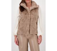 Fellimitatweste MONARI "Weste Basic fake fur", Damen, Gr. 44, truffle, Plüsch, Obermaterial: 100% Polyester. Futter: 100% Polyester, unifarben, regular fit normal, Rundhals, Westen Fellimitatweste, Mi