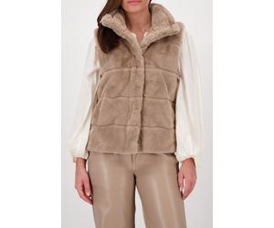 Fellimitatweste MONARI "Weste Basic fake fur", Damen, Gr. 44, truffle, Plüsch, Obermaterial: 100% Polyester. Futter: 100% Polyester, unifarben, regular fit normal, Rundhals, Westen Fellimitatweste, Mi