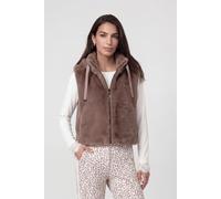 Fellimitatweste MONARI "Weste fake fur", Damen, Gr. 38, taupe, Plüsch, Obermaterial: 100% Polyester. Futter: 100% Polyester, unifarben, regular fit taillenbedeckt, hoch geschlossener Ausschnitt, Weste