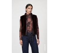 Fellimitatweste MONARI "Weste fake fur", Damen, Gr. 40, braun (schwarz), Plüsch, Obermaterial: 100% Polyester. Besatz: 60% Polyurethan, 40% Polyester. Futter: 100% Polyester, unifarben, regular fit ta