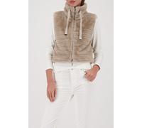 Fellimitatweste MONARI "Weste fake fur", Damen, Gr. 46, beige, Plüsch, Obermaterial: 100% Polyester. Futter: 100% Polyester, unifarben, regular fit taillenlang, Rundhals, Westen (52740157-46) beige