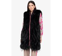 Fellimitatweste SPORTALM KITZBÜHEL, Damen, Gr. 38, schwarz, Plüsch, Obermaterial: 100% Polyester, unifarben, regular fit lang, V-Ausschnitt, Westen Fellimitatweste, mit kontrastfarbener Einfassung (87