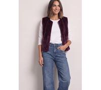 Fellimitatweste STREET ONE, Damen, Gr. 34, lila (rustic rouge), Stoff, Oberstoff: 100% Polyester. Futter: 100% Polyester, unifarben, normal normal, Rundhals, Westen, soft und weich, Topseller (5118071