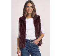 Fellimitatweste STREET ONE, Damen, Gr. 38, braun (rustic rouge), Stoff, Oberstoff: 100% Polyester. Futter: 100% Polyester, unifarben, normal normal, hoch geschlossener Ausschnitt, Westen, mit Stehkrag