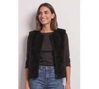 Fellimitatweste STREET ONE, Damen, Gr. 40, schwarz coffee, Stoff, Oberstoff: 100% Polyester. Futter: 100% Polyester, unifarben, normal normal, Rundhals, Westen, Lammfell-imitat (24241360-40) schwarz c