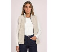 Fellimitatweste STREET ONE, Damen, Gr. 42, beige (smooth stone sand), Stoff, Oberstoff: 100% Polyester. Futter: 100% Polyester, unifarben, regular fit normal, hoch geschlossener Ausschnitt, Westen, mi