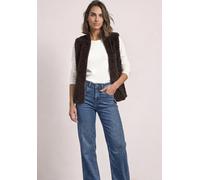 Fellimitatweste STREET ONE, Damen, Gr. 42, braun (auburn braun), Stoff, Oberstoff: 100% Polyester. Futter: 100% Polyester, unifarben, regular fit normal, hoch geschlossener Ausschnitt, Westen, mit Ela