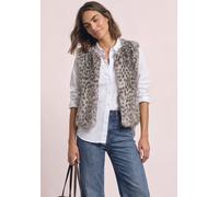 Fellimitatweste STREET ONE, Damen, Gr. 44, grau (clay sand), Stoff, Oberstoff: 100% Polyester. Futter: 100% Polyester, normal normal, Rundhals, Westen, mit Zipper (24050649-44) clay sand