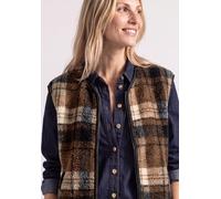 Fellimitatweste STREET ONE, Damen, Gr. 46, braun (obsidian blau), Stoff, Vorderseite: 100% Polyester. Rückseite: 100% Polyester, normal normal, V-Ausschnitt, Westen, mit Leomuster (72747042-46) obsidi