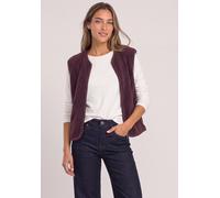 Fellimitatweste STREET ONE, Damen, Gr. 46, lila (rustic rouge), Stoff, Vorderseite: 100% Polyester. Rückseite: 100% Polyester, unifarben, normal normal, Rundhals, Westen, Lammfell-imitat (42677323-46)