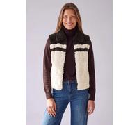 Fellimitatweste STREET ONE STUDIO, Damen, Gr. 38, weiß (creamed sand), Stoff, Oberstoff: 100% Polyester. Futter: 100% Polyester, regular fit normal, ohne Ausschnitt, Westen, mit Kragen (87006466-38) c
