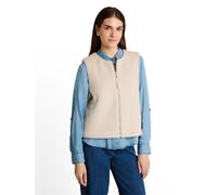Fellimitatweste TOM TAILOR, Damen, Gr. XL, beige (cold beige), Fleece, Obermaterial: 54% Polyamid, 46% Polyester. Futter: 100% Polyester, unifarben, regular fit hüftbedeckend, Rundhals, Westen, mit Re