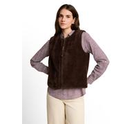 Fellimitatweste TOM TAILOR, Damen, Gr. XXL, braun (java schwarz braun), Fleece, Obermaterial: 54% Polyamid, 46% Polyester. Futter: 100% Polyester, unifarben, regular fit hüftbedeckend, Rundhals, Weste