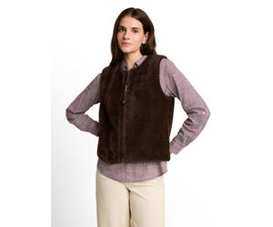 Fellimitatweste TOM TAILOR, Damen, Gr. XXL, braun (java schwarz braun), Fleece, Obermaterial: 54% Polyamid, 46% Polyester. Futter: 100% Polyester, unifarben, regular fit hüftbedeckend, Rundhals, Weste