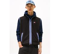 Fellimitatweste TOMMY JEANS "TJM REG POLAR FLEECE VEST EXT", Herren, Gr. 4XL, schwarz, Web, Obermaterial: 100% Polyester, kontrastfarbene Details, unifarben, regular fit normal, Rundhals, Westen, Mit