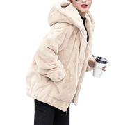 Felljacke Damen,Damen Teddyjacke Dicke Winterjacke Mit Kapuze Fleecemantel Sweatjacke Langen Ärmeln Winter Flauschige Jacke Elegant Hoodie Zipper Taschen Jacke,Wintermantel Damen Elegant