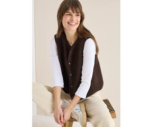 Fellweste CECIL "Curly fake Wool", Damen, Gr. L (42), macchiato braun, Fleece, Obermaterial: 100% Polyester, unifarben, normal hüftbedeckend, Rundhals, Westen, in Woll-Optik (92711866-L) macchiato bra